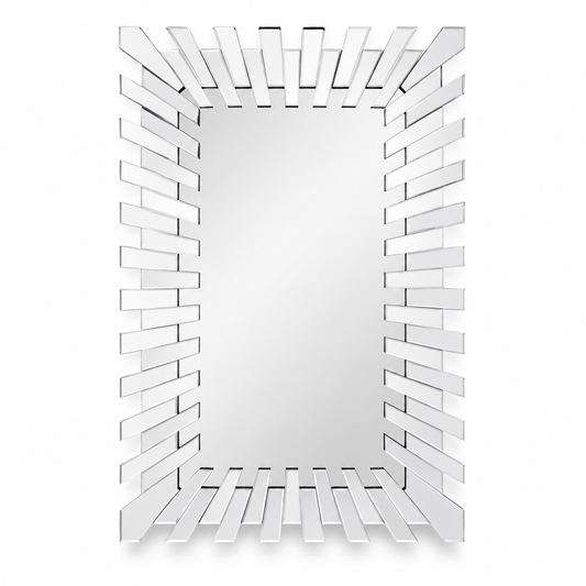 Wall mirror sunburst ornate glass silver