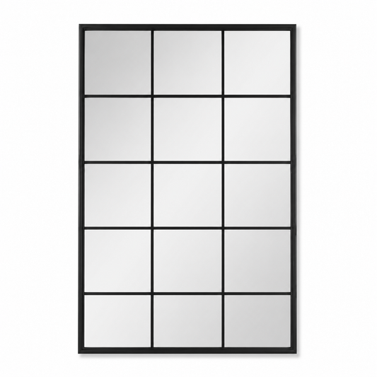 Wall mirror grid window black metal frame